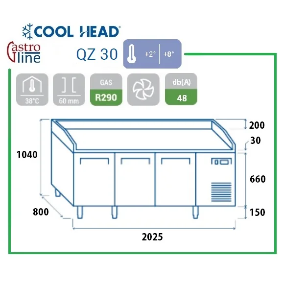 Pizza kjølebenk 3 dører QZ30 – Cool Head