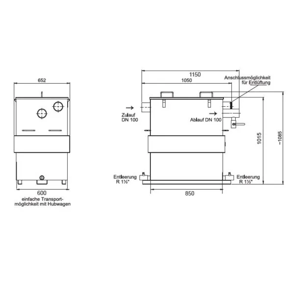 Fettutskiller 120 l. 3600 l. / time EN 1825-1 – Fettutskiller