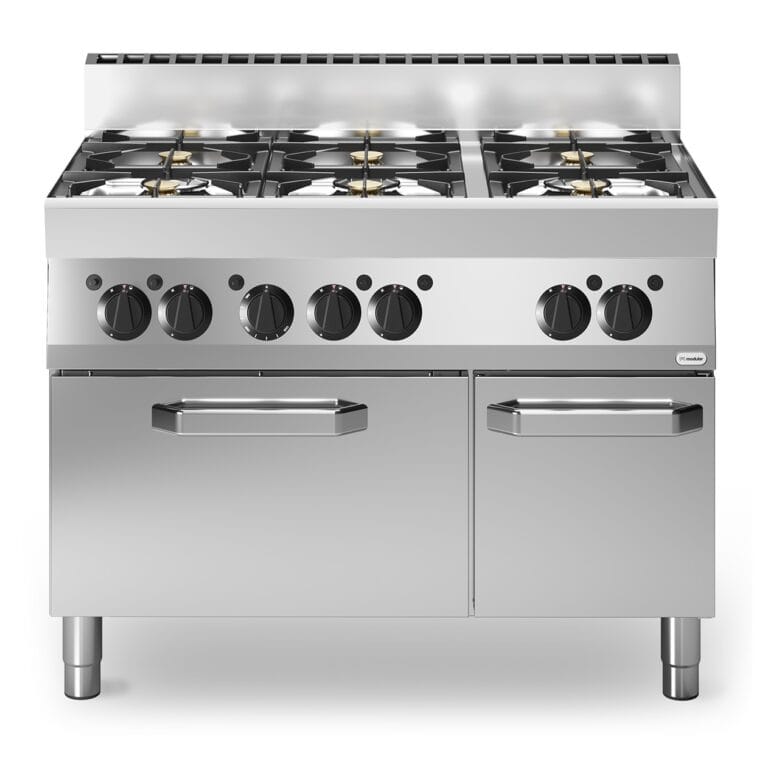 Gasskomfyr 6 bluss Gass stekeovn Modular 110×65 cm Komfyrer / El. og Gass restaurant
