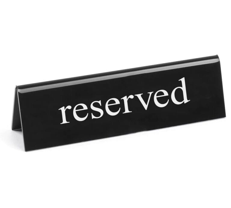 Bordskilt Reserved Bord tilbehør storkjøkken