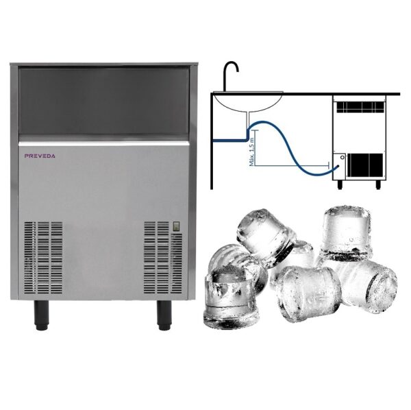 Isbitmaskin 35 kg/24 h Binge 15 kg – SS35DP Innebygd tømmepumpe Icetech kommersielt kjøkken
