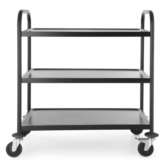 Trillebord med 3 plan matt svart Flatpakke