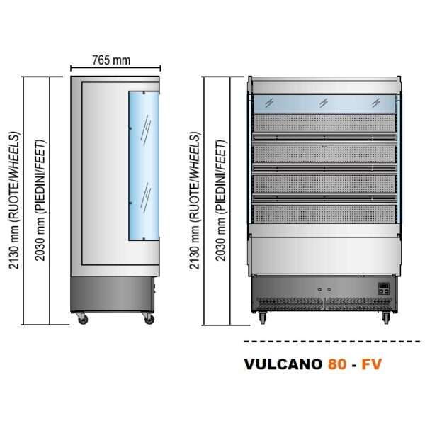 Kjølereol Vulcano FV80 Frukt og grønnsaker Temperatur +6°C / +8°C Kjølereoler og frysereoler restaurant