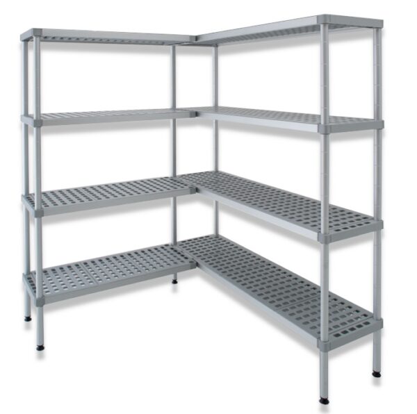 Hyllereol i 4 plan Aluminium og plast H 1600 mm, D 300 mm Hyllesystem til kjøle- og fryserom kjøkkenutstyr