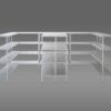 Hyllereol i 4 plan Aluminium og plast H 1600 mm, D 300 mm Hyllesystem til kjøle- og fryserom kommersielt kjøkken