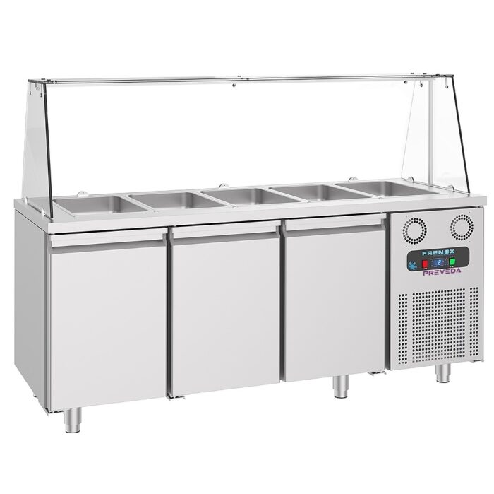 Saladette 3 dører med glassoverbygg 5x GN-1/1 – Saladette