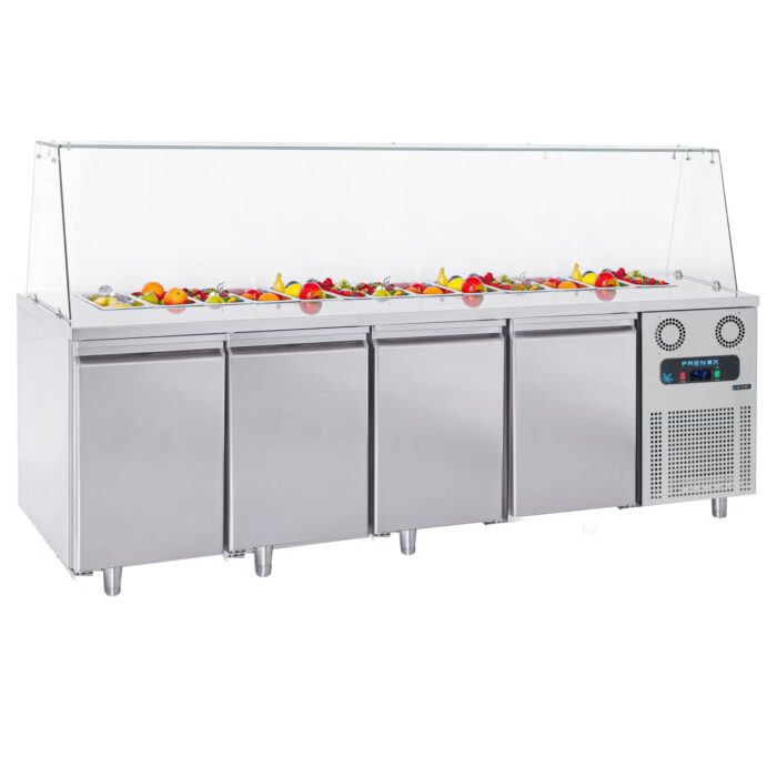 Saladette 4 dører med glassoverbygg 6x GN-1/1 – Saladette