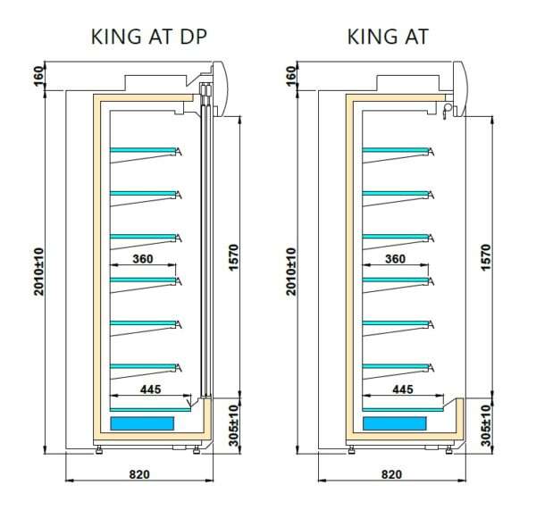 Kjølereol KING AT Temperatur +1°C / +10°C Dybde 82 Høyde 201 cm Igloo kommersielt kjøkken
