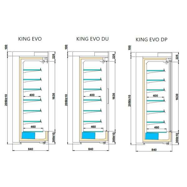 Kjølereol KING EVO Temperatur +1°C / +10°C Dybde 84 Høyde 205 cm Igloo kjøkkenutstyr