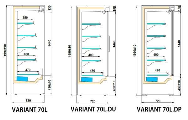 Kjølereol VARIANT 70L Temperatur +1°C / +10°C Dybde 72 Høyde 199 cm Igloo storkjøkken