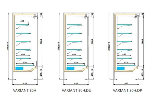 Kjølereol VARIANT 80H Temperatur +1°C / +10°C Dybde 82 Høyde 215 cm Igloo kjøkkenutstyr