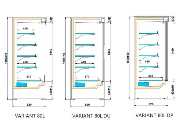 Kjølereol VARIANT 80L Temperatur +1°C / +10°C Dybde 82 Høyde 199 cm Igloo storkjøkken